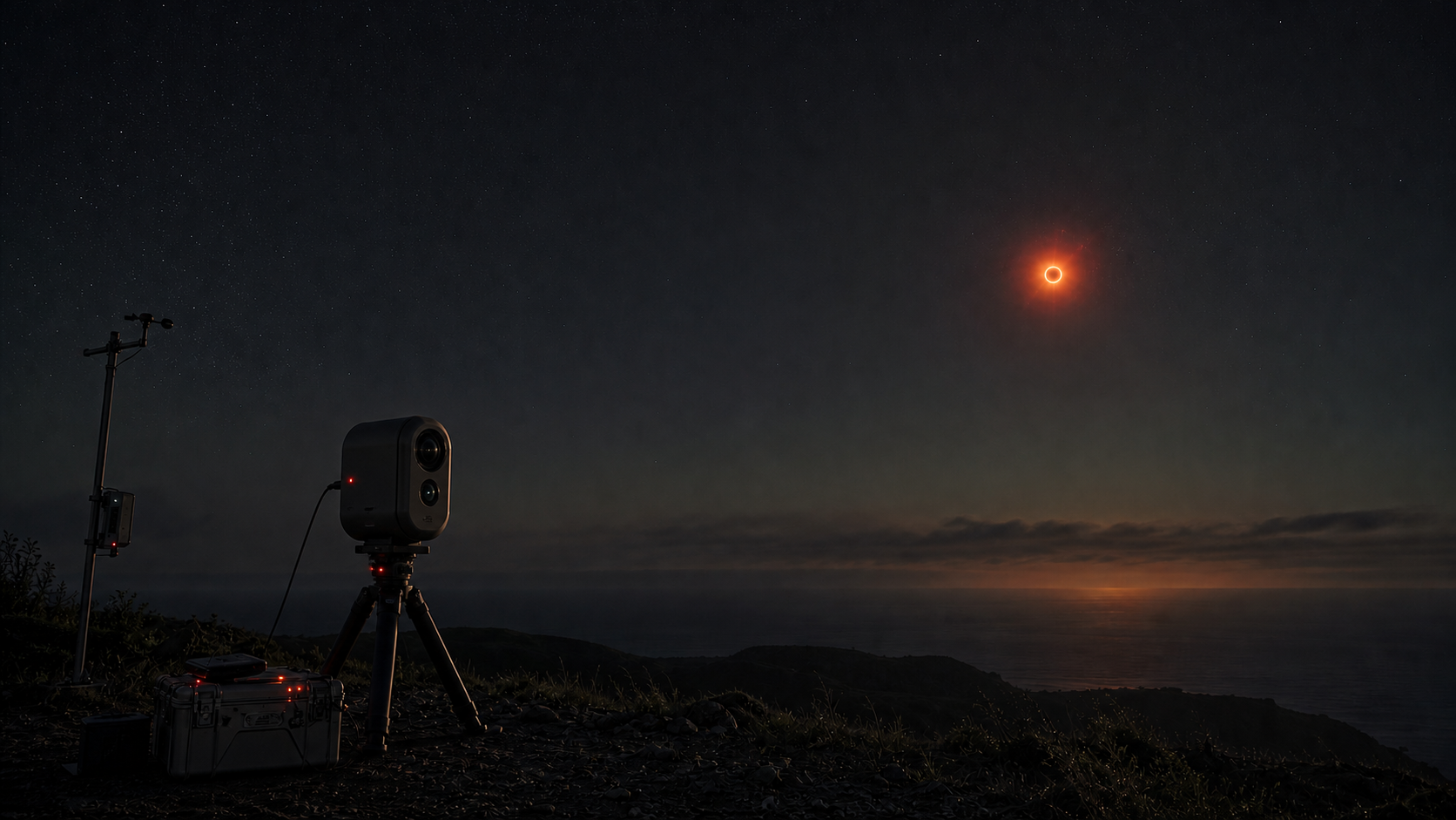 DWARF 3-style sky sentinel station watching a red-orange night event